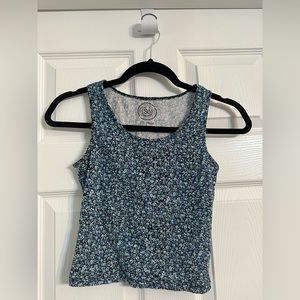 Juniors small So bodycon cropped floral tank top